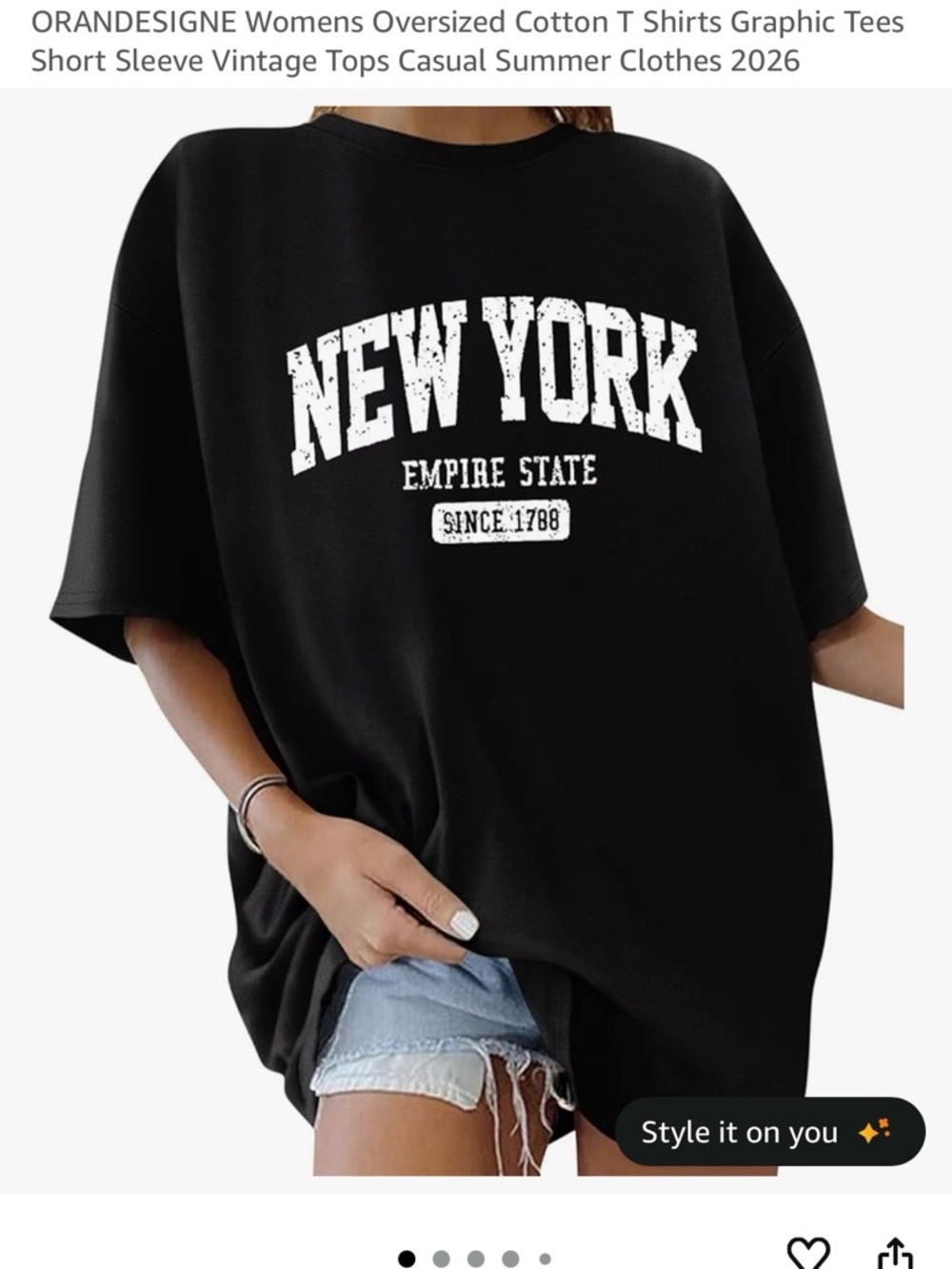 NWOT NEW YORK Graphic Oversized Black Tee